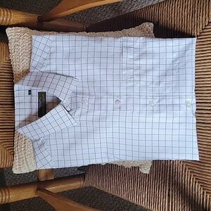 Giorgio Armani Le Collezioni button down dress shirt, black/white check, sz 16.5